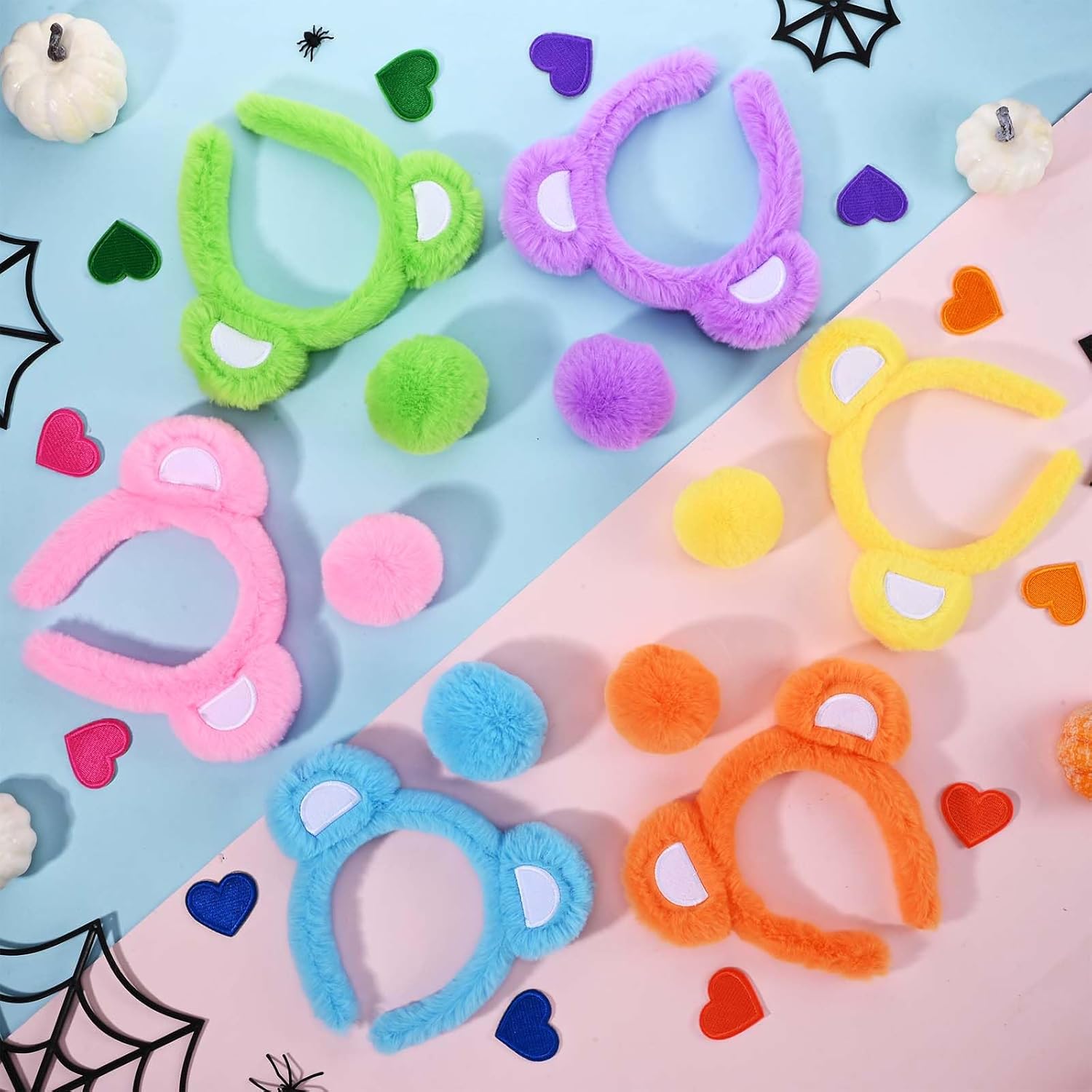 3 Pcs Halloween Bear Costume Include Bear Ear Headband,Tail and Fabric Patches for Men Women Party Cosplay